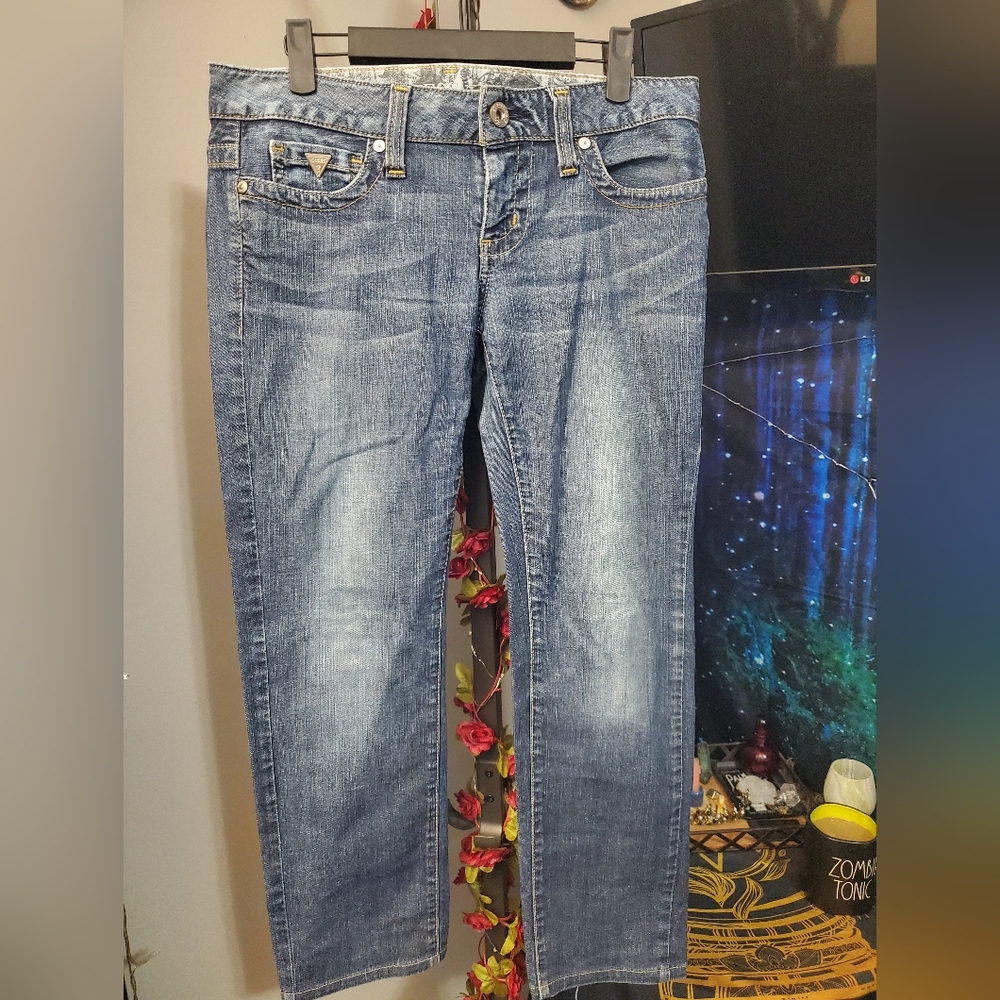 Guess Foxy Skinny Leg Jeans With Rhinestone Design Pockets Size 29